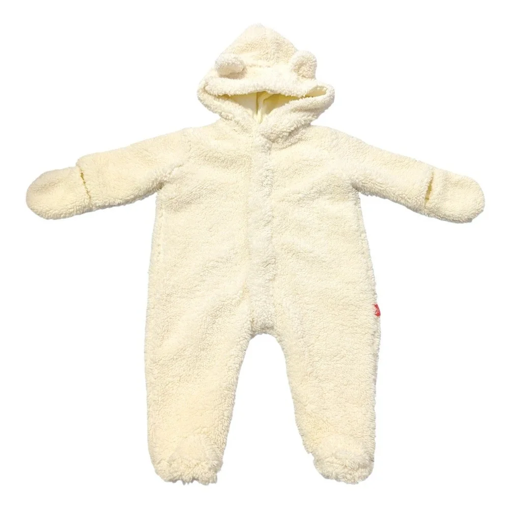 Magnetic Me Newborn Sherpa Fleece Magnetic Pram Suit Bear Ear Hooded Cloud 5-8lb